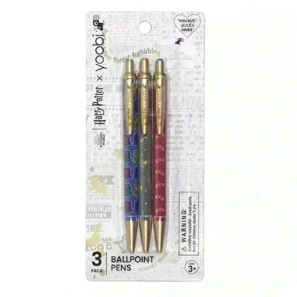 Yoobi X Harry Potter 3 pk Ballpoint Pens blank ink New/Sealed - Picture 2 of 7